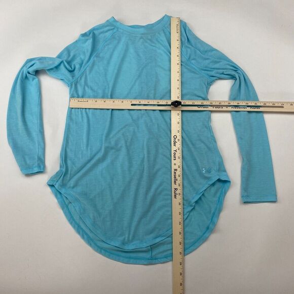 Under Armour LOOSE Blue Long Sleeve Open Back Activewear T-Shirt Tee Size Small - Picture 2 of 8